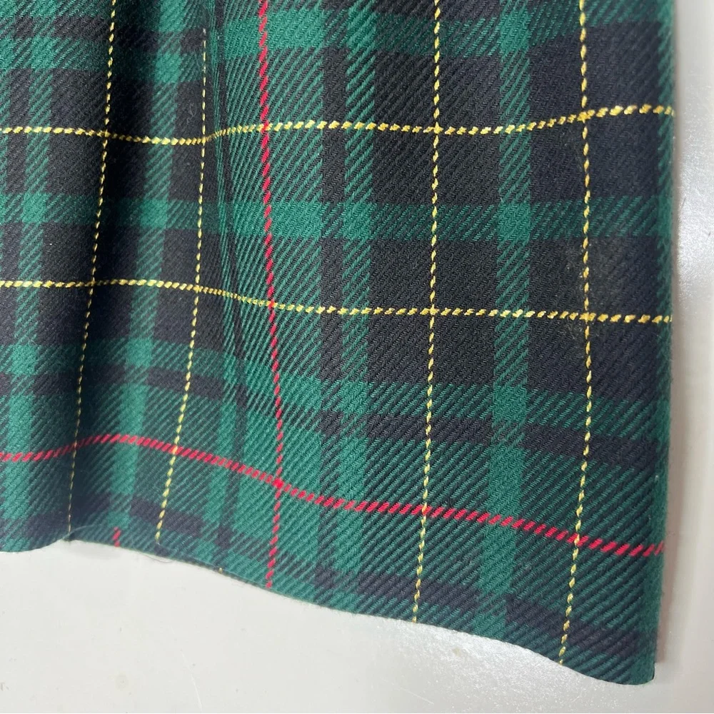 Vintage Talbots Wool Plaid Skirt Green Tartan A-Line Preppy Fall 10 - Picture 2 of 5